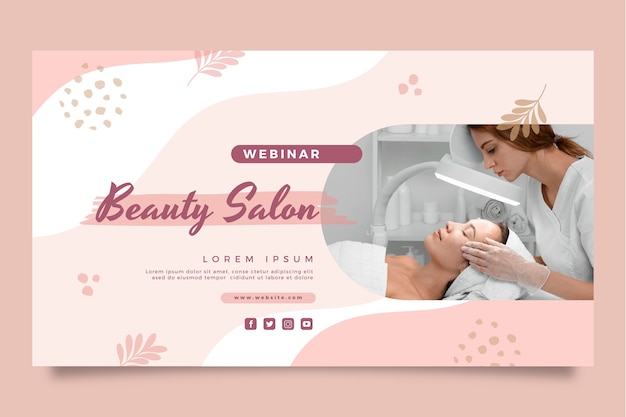 Vecteur gratuit modèle de webinaire de salon de beauté design plat