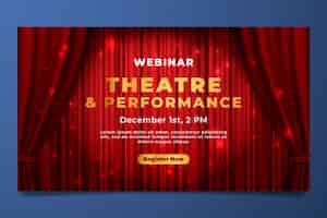 Vecteur gratuit modèle de webinaire de spectacle de théâtre