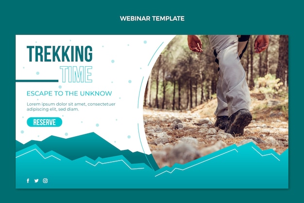 Vecteur gratuit modèle de webinaire de trekking dégradé