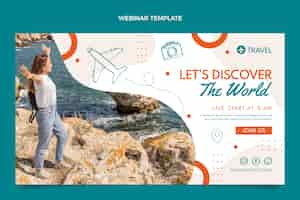 Vecteur gratuit modèle de webinaire de voyage design plat