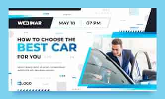 Vecteur gratuit modèle de webinar pour les concessionnaires de voitures