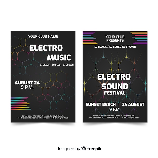 Modèles d&#39;affiches de festival de musique abstraite