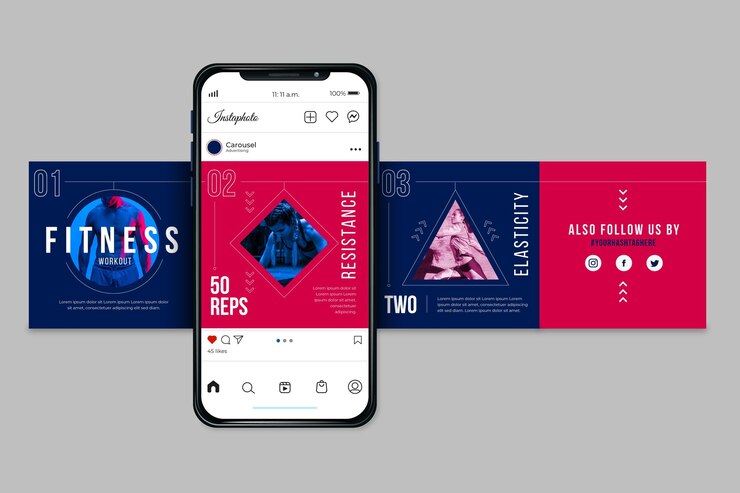 Vecteur gratuit modèles de carrousel instagram avec photos
