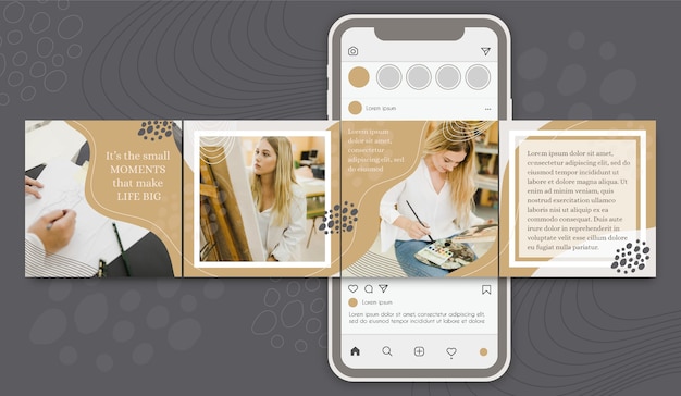 Vecteur gratuit modèles de carrousel post instagram de motivation