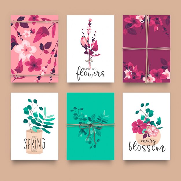 Modèles de cartes florales mignons