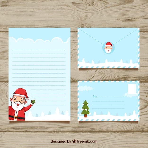 Modèles d&#39;une lettre et d&#39;enveloppes pour Noël