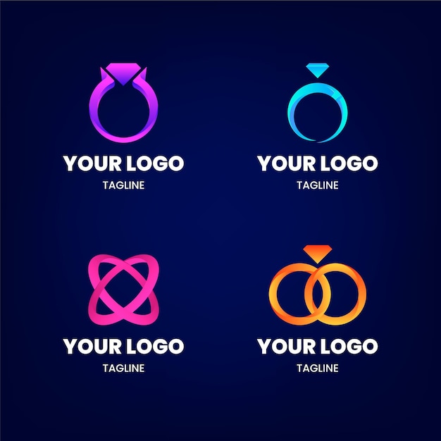 Vecteur gratuit modèles de logo de bague design dégradé créatif