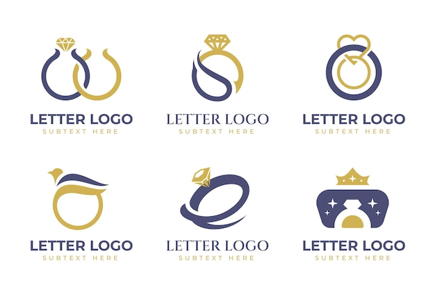 Vecteur gratuit modèles de logo de bague design plat créatif