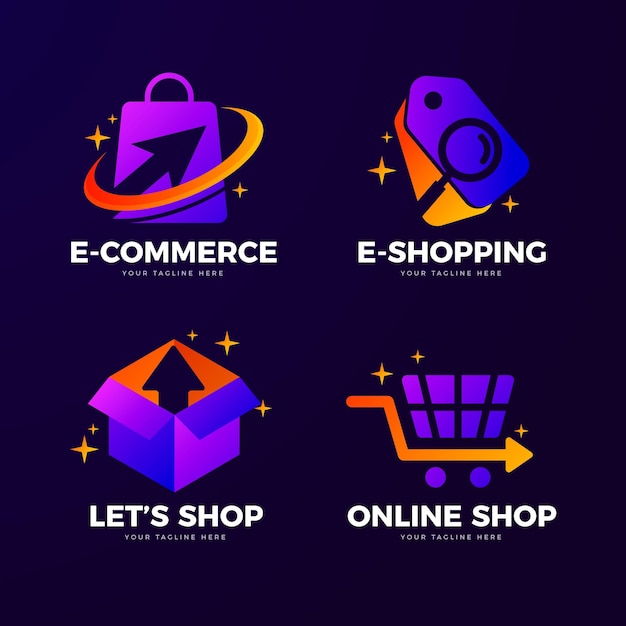 Vecteur gratuit modèles de logo de boutique en ligne créatifs