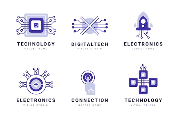 Vecteur gratuit modèles de logo électronique plat