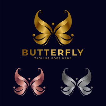Modèles de logo papillon élégants avec dégradé de couleur