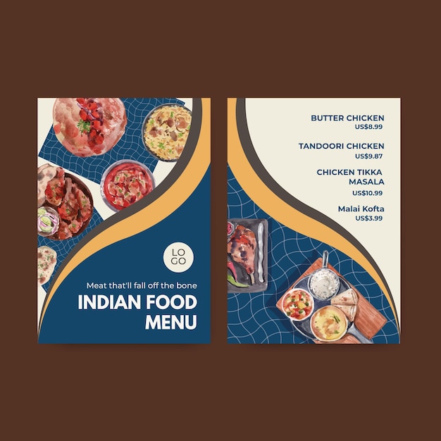 Modèles De Menus Avec Cuisine Indienne