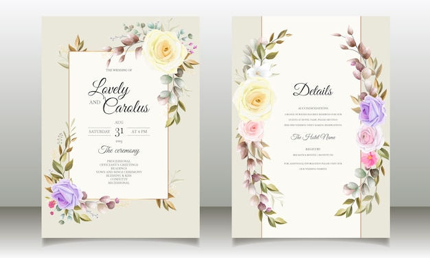 Modèles De Modèles De Cartes D'invitation De Fleurs De Belles Roses