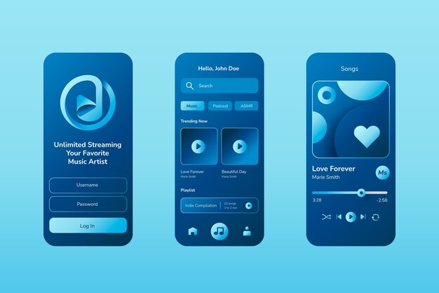 Module d'application en mode sombre dégradé