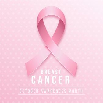 Mois de sensibilisation au cancer du sein avec ruban rose réaliste