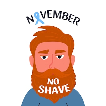 Mois de sensibilisation au cancer de la prostate. homme barbu avec une moustache avec l'inscription sur la barbe pas de rasage.