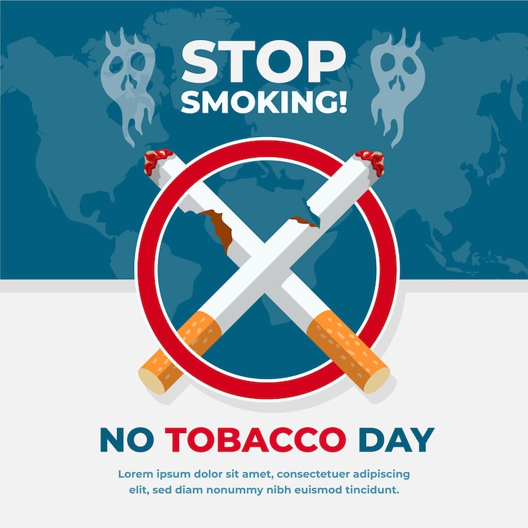 Vecteur gratuit monde plat sans illustration de la journée du tabac