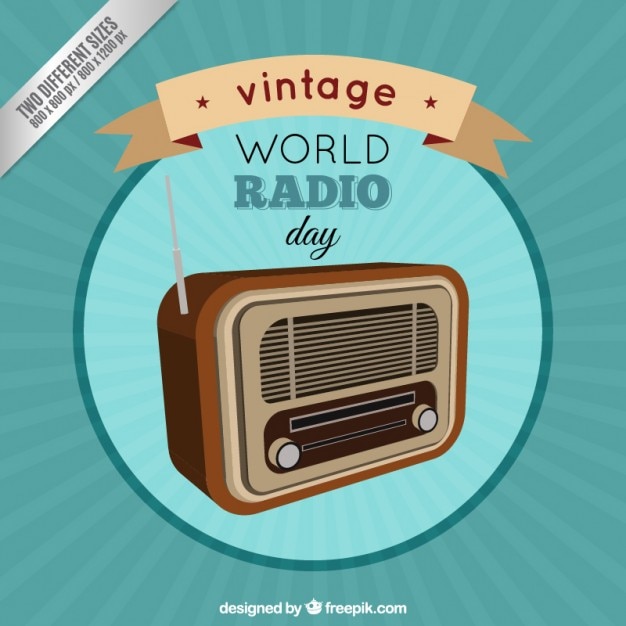 Vecteur gratuit monde vintage jour de radio fond