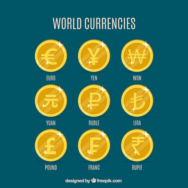 Vecteur gratuit monnaies du monde fixés