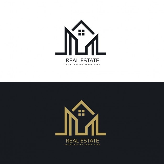Vecteur gratuit mono conception maison ligne de logo pour la société immobilière