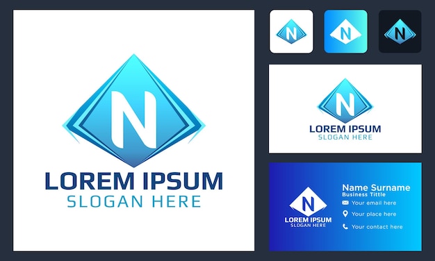 Monogramme Initial Lettre N Logo Icône Abstraite En Cristal Logo Pour Votre Entreprise