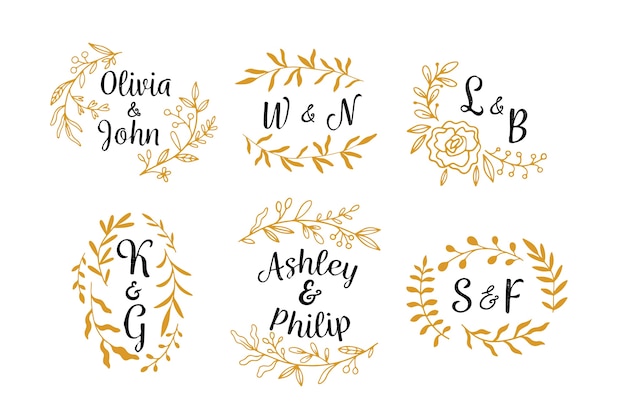 Monogrammes de mariage design floral