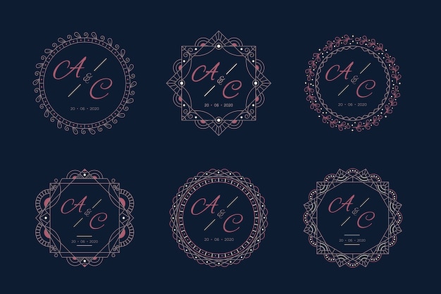 Monogrammes De Mariage De Luxe Avec Cadre