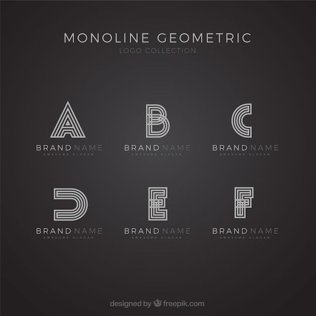 Vecteur gratuit monoline alphabet logo set