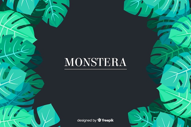 Vecteur gratuit monstera dessiné à la main feuilles fond