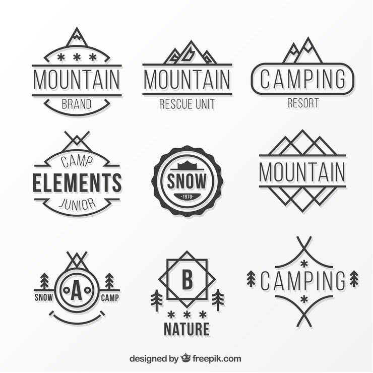 Vecteur gratuit montagne logo plat collection