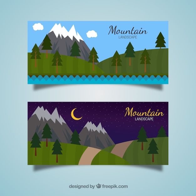 Vecteur gratuit montagnes paysages