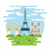 Vecteur gratuit monuments de paris