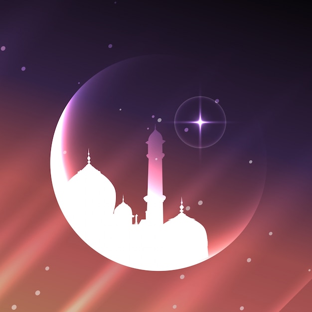 Mosquée musulmane brillante avec le design de la lune