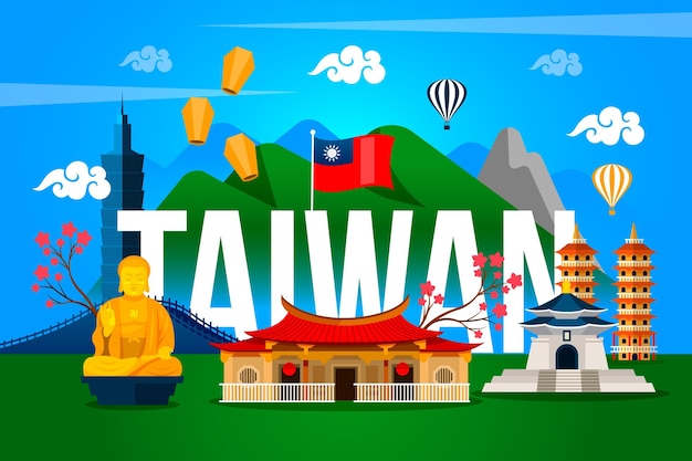 Mot De Taiwan Avec Points De Repère