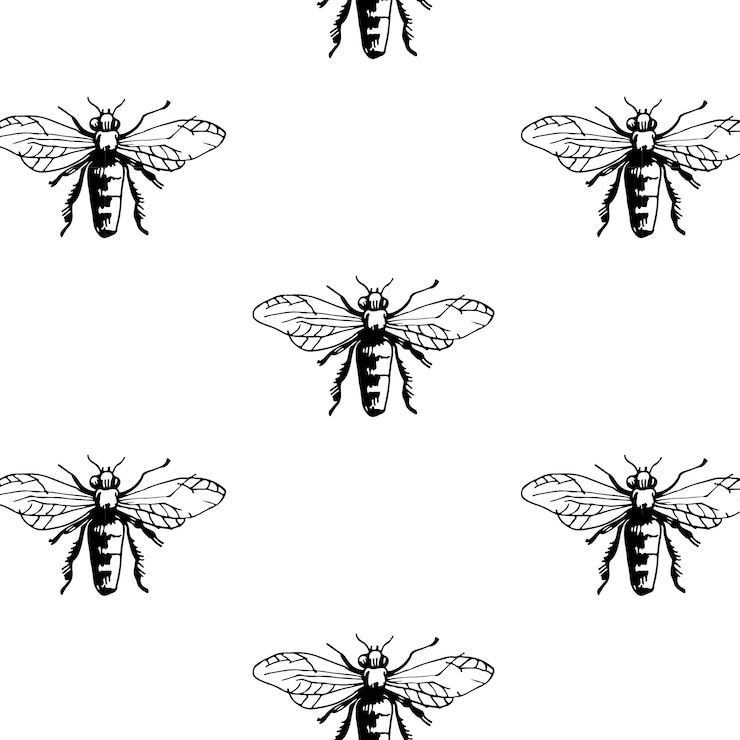 Vecteur gratuit motif avec les abeilles décalées.