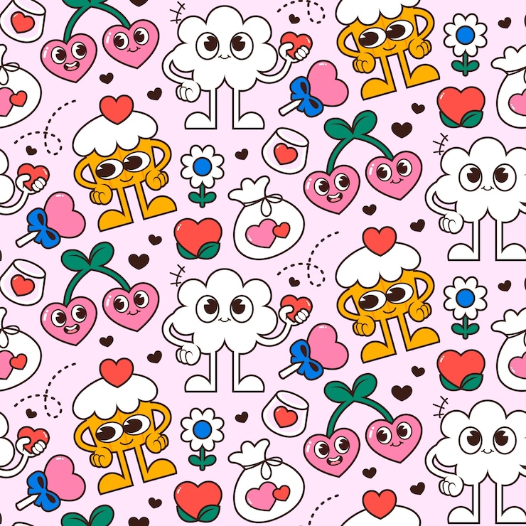 Vecteur gratuit motif d'amour dessiné à la main