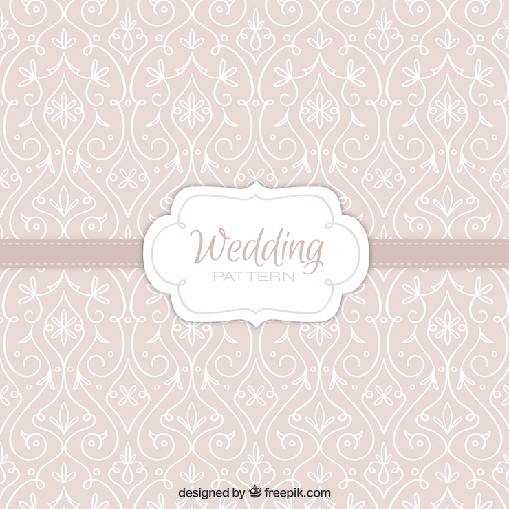 Vecteur gratuit motif beige avec dessiné à la main décoration florale pour le mariage