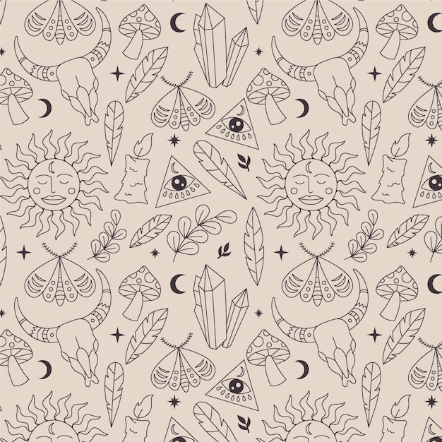 Motif bohème linéaire dessiné à la main