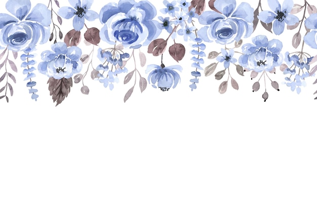 Vecteur gratuit motif de bordure de fond aquarelle fleur bleue