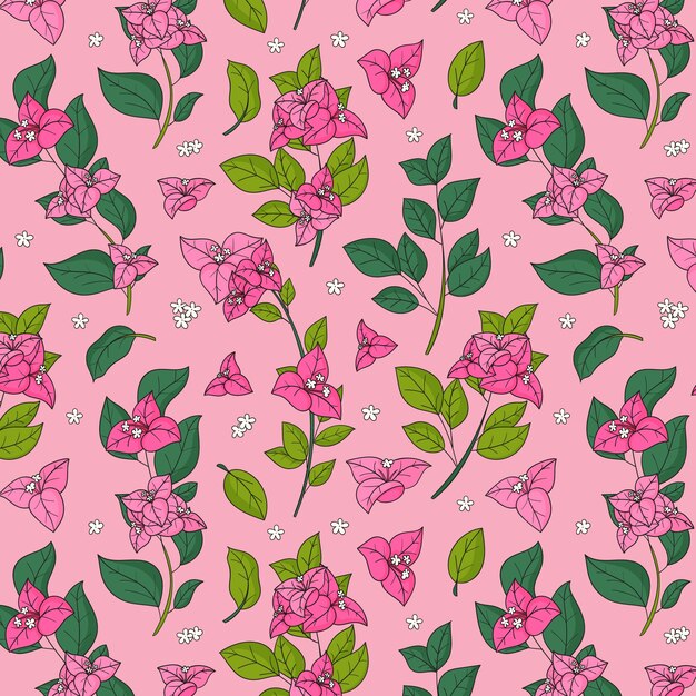 Motif de bougainvilliers dessiné à la main