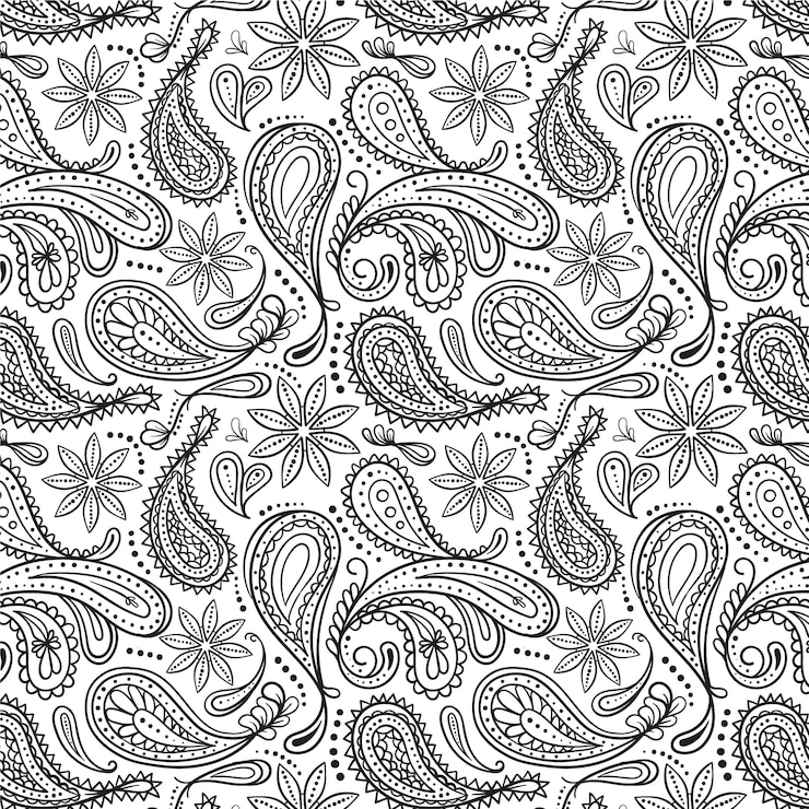 Vecteur gratuit motif cachemire dessiné à la main