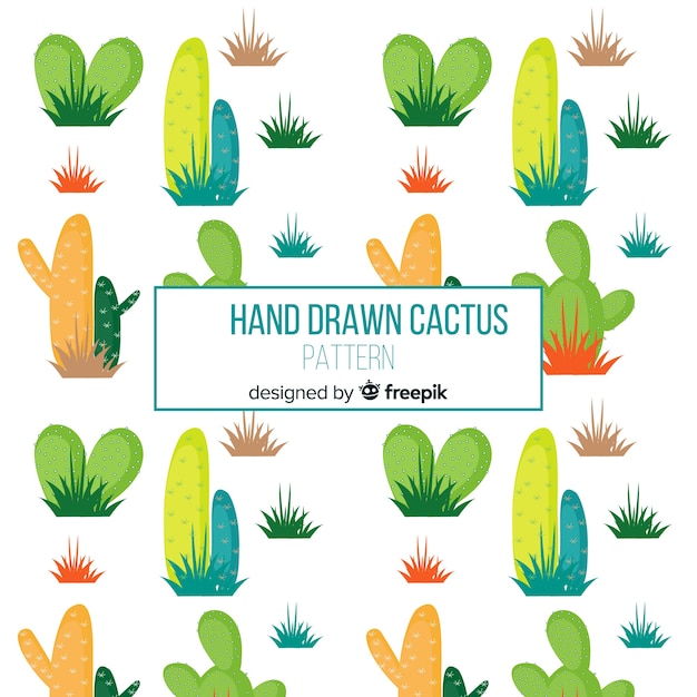 Vecteur gratuit motif de cactus dessiné à la main