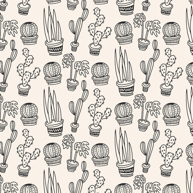 Motif de cactus noir et blanc