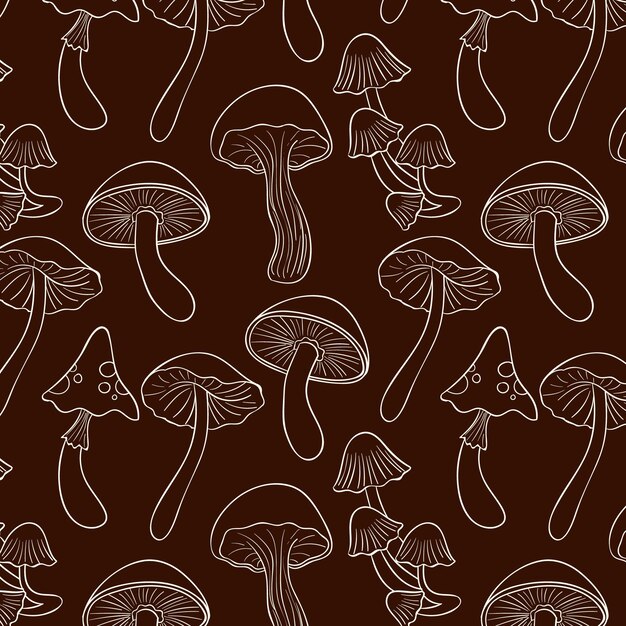 Motif de champignon dessiné à la main de gravure