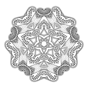 Motif circulaire en forme de mandala avec fleur pour henné, mehndi, tatouage, décoration. ornement décoratif de style oriental ethnique. contour doodle illustration vectorielle de tirage à la main.