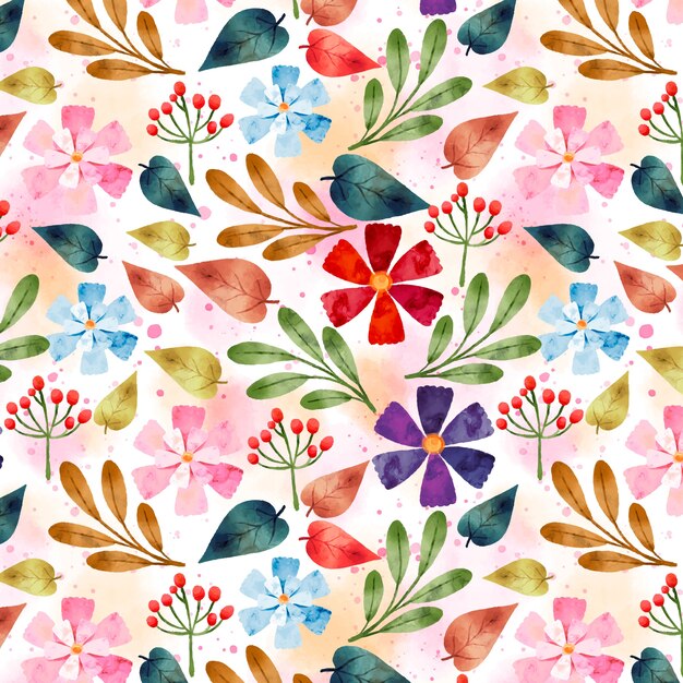 Motif coloré floral aquarelle