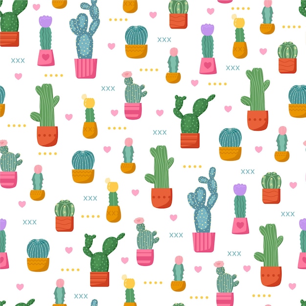 Motif coloré avec des plantes de cactus