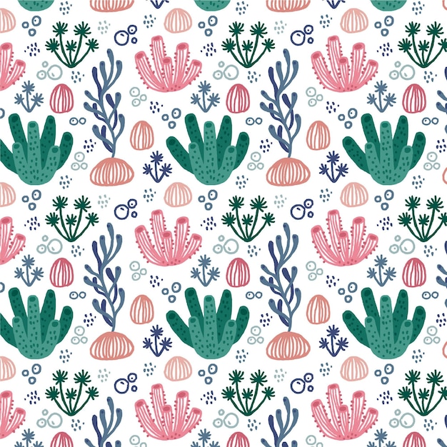 Motif corail coloré rétro