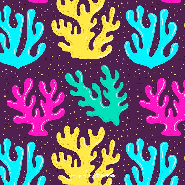 Motif corail dessiné à la main