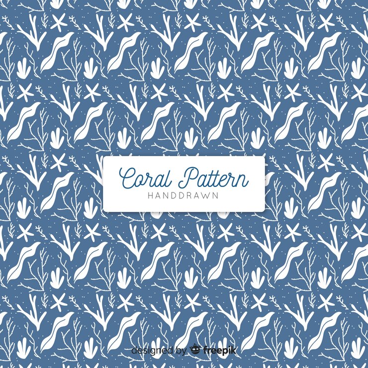 Vecteur gratuit motif corail sous-marin dessiné à la main